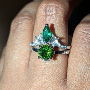Diamond Princess bridal ring set sz 7